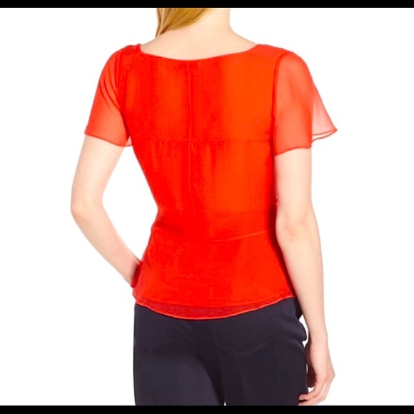 🆕🔥LEWIT-100%SILK BEAUTIFUL&ELEGANT SHORTSLEEVED SHEER SLEEVES&SHEER BOTTOM!! - Picture 2 of 8